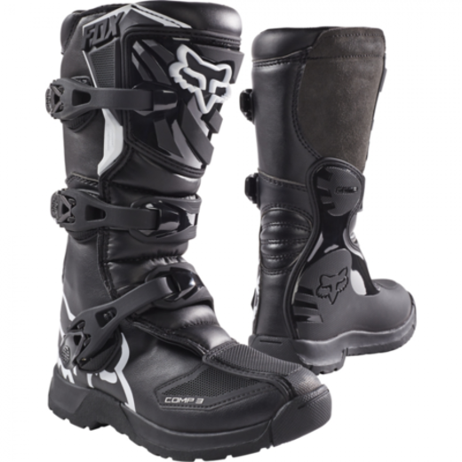 Мотоботы подростковые Fox Comp 3 Youth Boot Black, Y4, 2021 (18238-001-4) pitbikemarket.ru